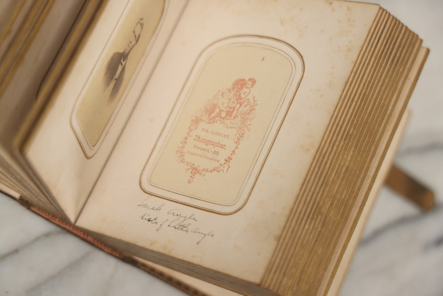 Lot 086 - Antique Family Photo Album With 32 Carte De Visite C.D.V. Photographs And 3 Tintypes, Mostly Of The Clingman Family, Including Photo Of Thomas Clingman, Mortally Wounded At The Battle Of Shiloh, Album By J.B. Lippincott & Co., Philadelphia