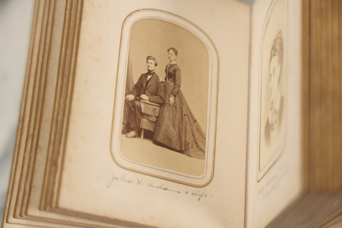 Lot 086 - Antique Family Photo Album With 32 Carte De Visite C.D.V. Photographs And 3 Tintypes, Mostly Of The Clingman Family, Including Photo Of Thomas Clingman, Mortally Wounded At The Battle Of Shiloh, Album By J.B. Lippincott & Co., Philadelphia