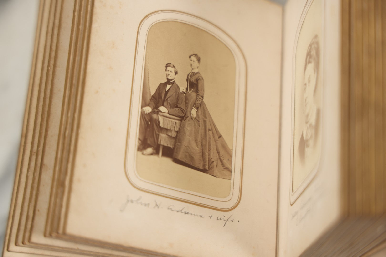Lot 086 - Antique Family Photo Album With 32 Carte De Visite C.D.V. Photographs And 3 Tintypes, Mostly Of The Clingman Family, Including Photo Of Thomas Clingman, Mortally Wounded At The Battle Of Shiloh, Album By J.B. Lippincott & Co., Philadelphia