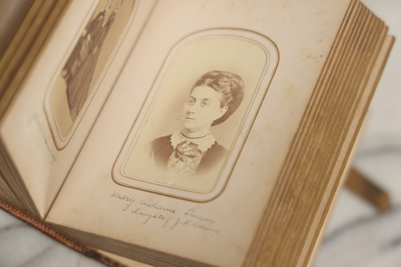 Lot 086 - Antique Family Photo Album With 32 Carte De Visite C.D.V. Photographs And 3 Tintypes, Mostly Of The Clingman Family, Including Photo Of Thomas Clingman, Mortally Wounded At The Battle Of Shiloh, Album By J.B. Lippincott & Co., Philadelphia