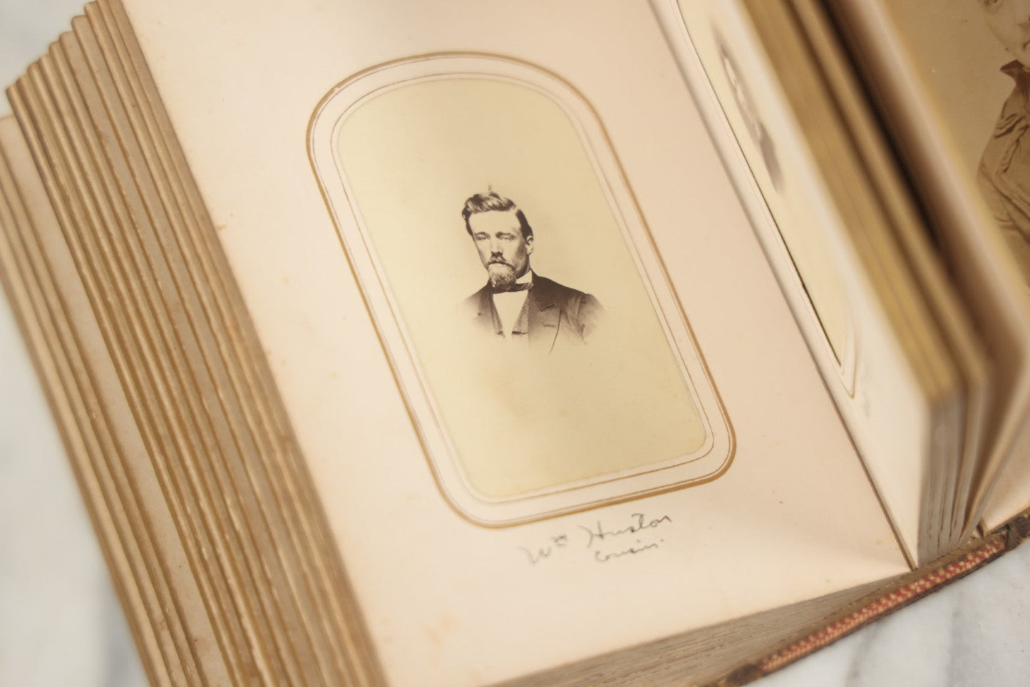 Lot 086 - Antique Family Photo Album With 32 Carte De Visite C.D.V. Photographs And 3 Tintypes, Mostly Of The Clingman Family, Including Photo Of Thomas Clingman, Mortally Wounded At The Battle Of Shiloh, Album By J.B. Lippincott & Co., Philadelphia