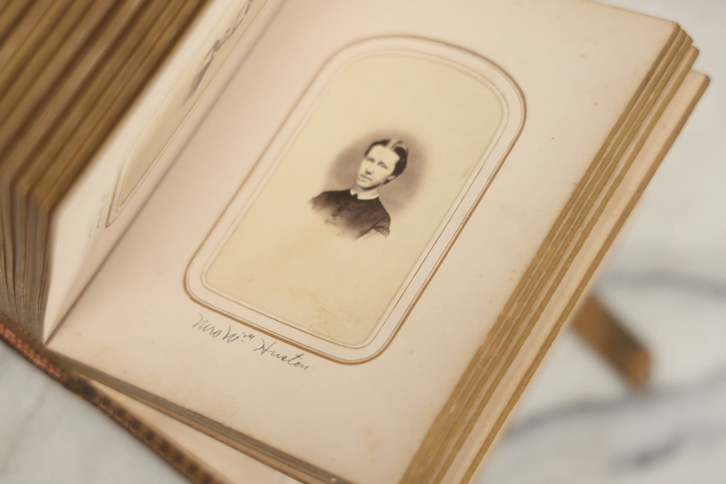 Lot 086 - Antique Family Photo Album With 32 Carte De Visite C.D.V. Photographs And 3 Tintypes, Mostly Of The Clingman Family, Including Photo Of Thomas Clingman, Mortally Wounded At The Battle Of Shiloh, Album By J.B. Lippincott & Co., Philadelphia