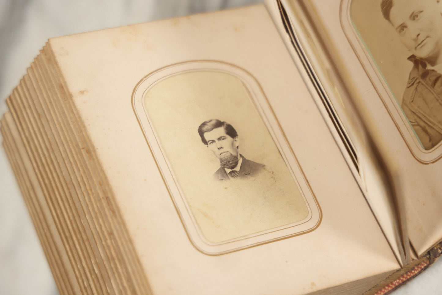 Lot 086 - Antique Family Photo Album With 32 Carte De Visite C.D.V. Photographs And 3 Tintypes, Mostly Of The Clingman Family, Including Photo Of Thomas Clingman, Mortally Wounded At The Battle Of Shiloh, Album By J.B. Lippincott & Co., Philadelphia