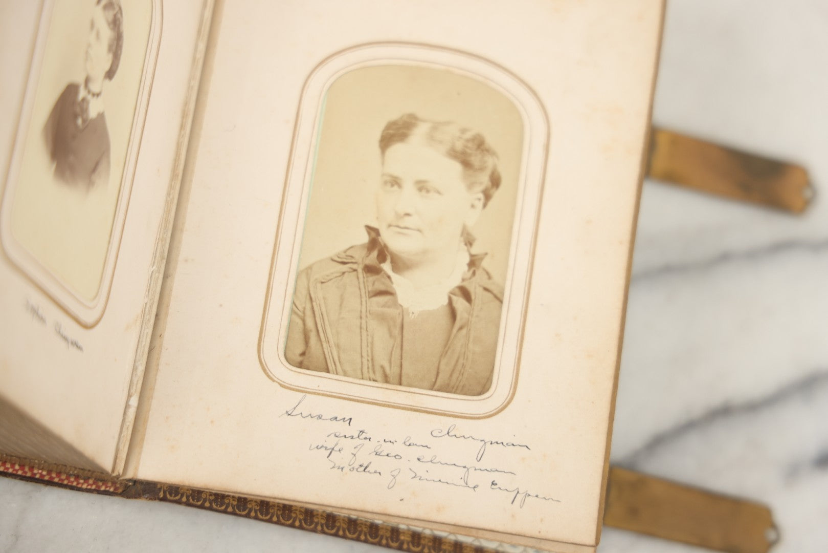 Lot 086 - Antique Family Photo Album With 32 Carte De Visite C.D.V. Photographs And 3 Tintypes, Mostly Of The Clingman Family, Including Photo Of Thomas Clingman, Mortally Wounded At The Battle Of Shiloh, Album By J.B. Lippincott & Co., Philadelphia
