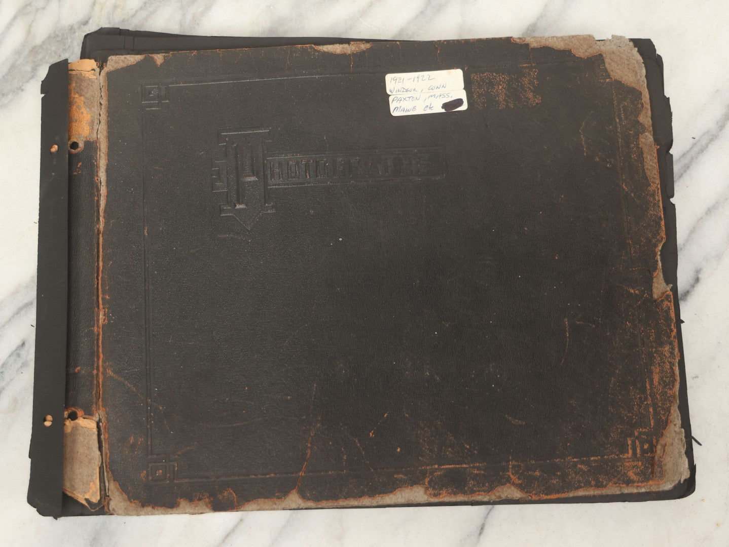 Lot 090 - Antique Snapshot Photo Album With 115+ Photographs, Early 1920s New England Scenes Including Lake Winnipesaukee, Quarry In Rockport Maine, And Winter Views