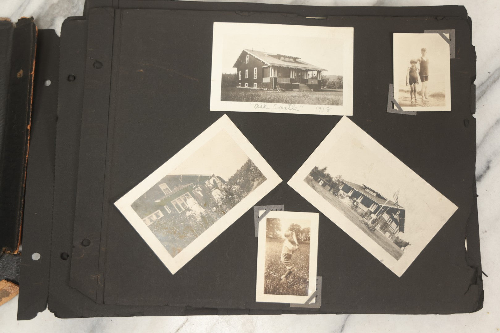 Lot 090 - Antique Snapshot Photo Album With 115+ Photographs, Early 1920s New England Scenes Including Lake Winnipesaukee, Quarry In Rockport Maine, And Winter Views
