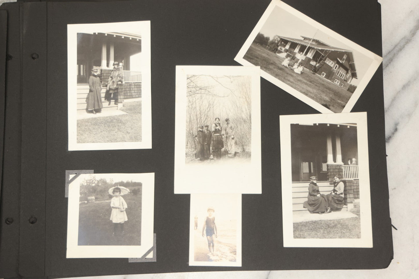 Lot 090 - Antique Snapshot Photo Album With 115+ Photographs, Early 1920s New England Scenes Including Lake Winnipesaukee, Quarry In Rockport Maine, And Winter Views