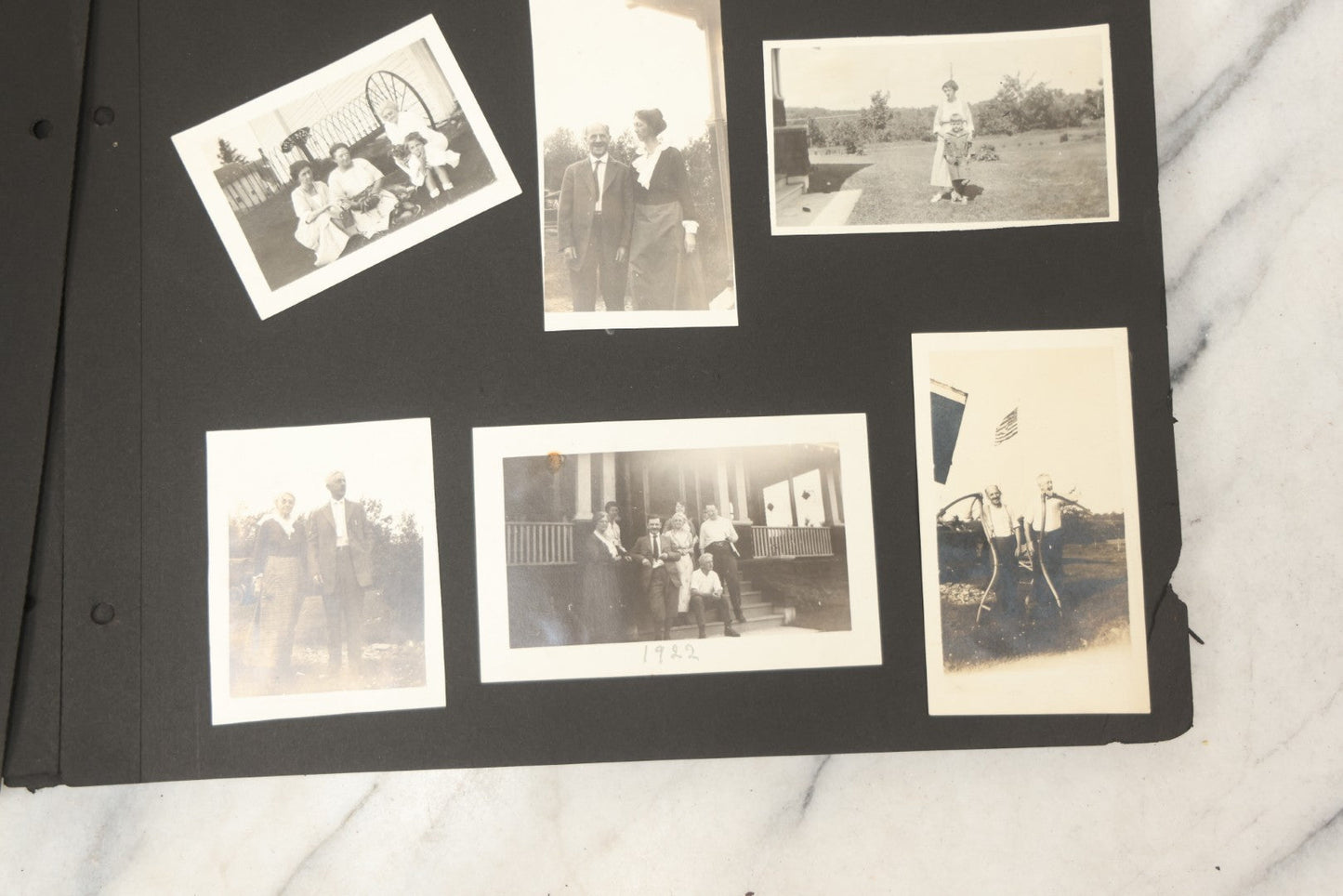 Lot 090 - Antique Snapshot Photo Album With 115+ Photographs, Early 1920s New England Scenes Including Lake Winnipesaukee, Quarry In Rockport Maine, And Winter Views