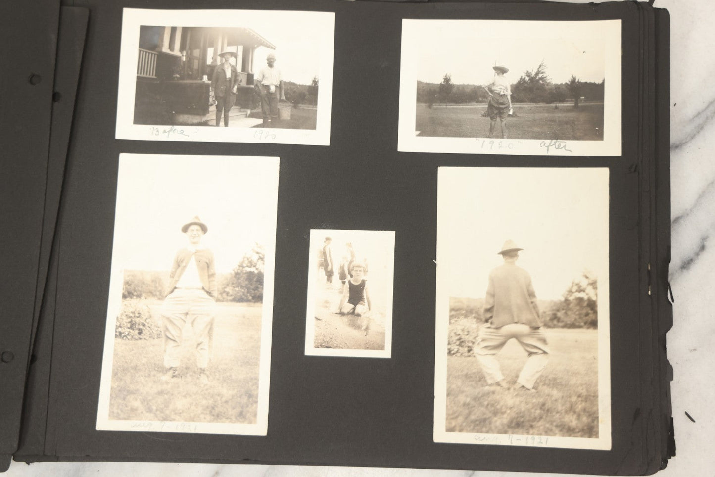 Lot 090 - Antique Snapshot Photo Album With 115+ Photographs, Early 1920s New England Scenes Including Lake Winnipesaukee, Quarry In Rockport Maine, And Winter Views