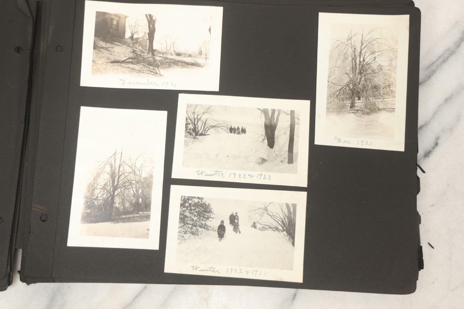 Lot 090 - Antique Snapshot Photo Album With 115+ Photographs, Early 1920s New England Scenes Including Lake Winnipesaukee, Quarry In Rockport Maine, And Winter Views