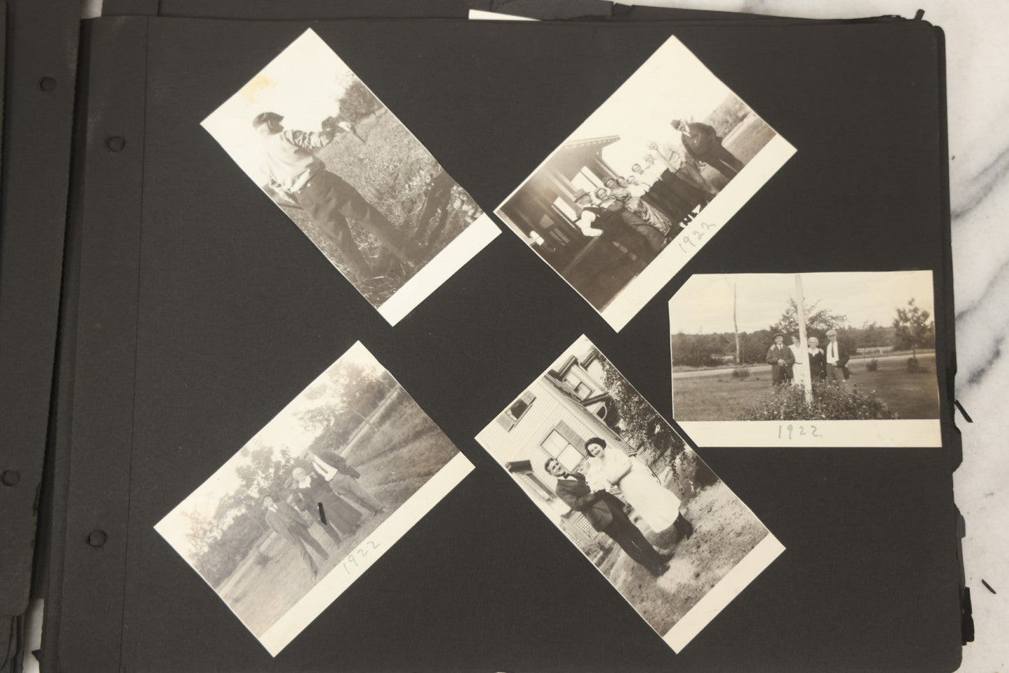 Lot 090 - Antique Snapshot Photo Album With 115+ Photographs, Early 1920s New England Scenes Including Lake Winnipesaukee, Quarry In Rockport Maine, And Winter Views