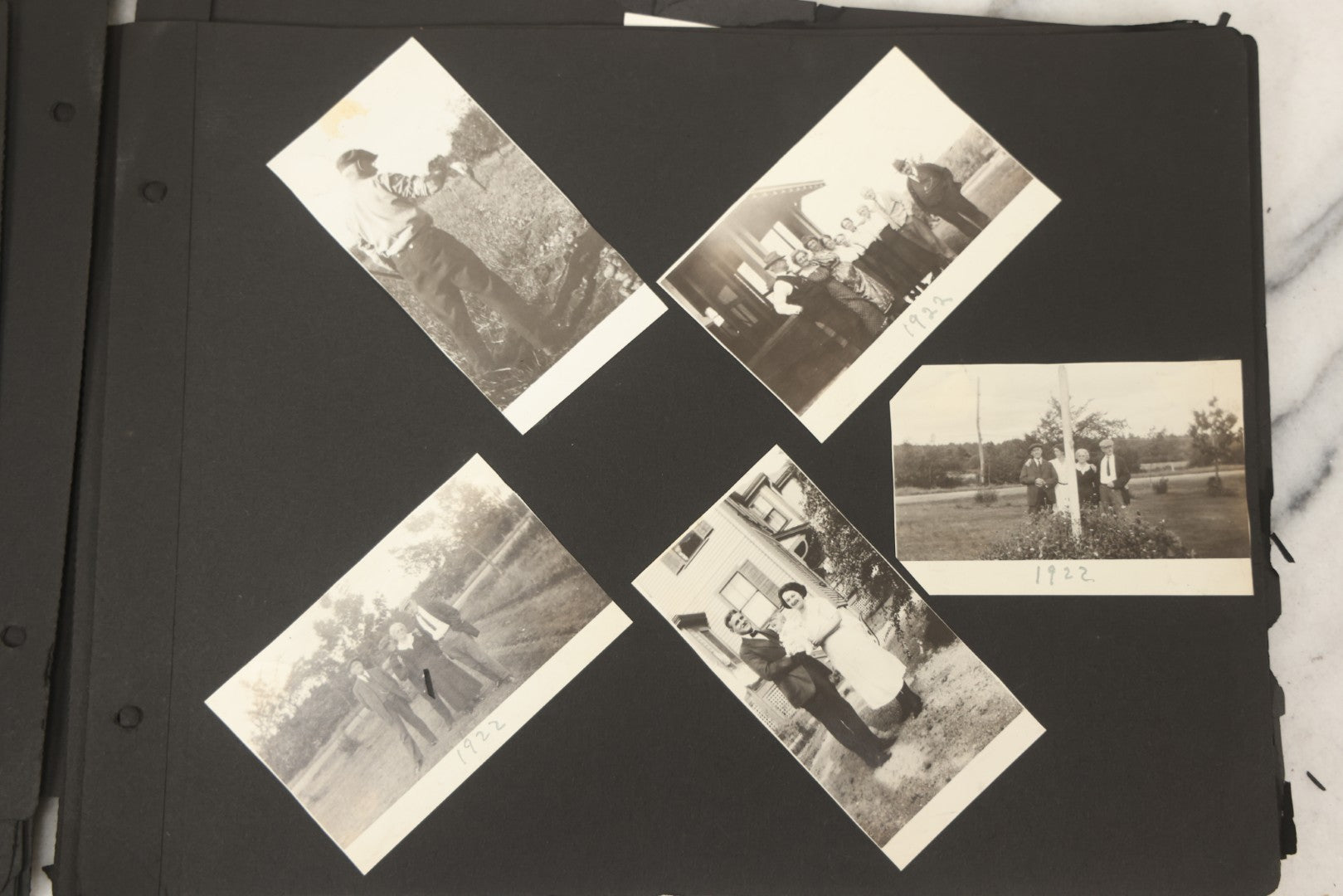 Lot 090 - Antique Snapshot Photo Album With 115+ Photographs, Early 1920s New England Scenes Including Lake Winnipesaukee, Quarry In Rockport Maine, And Winter Views