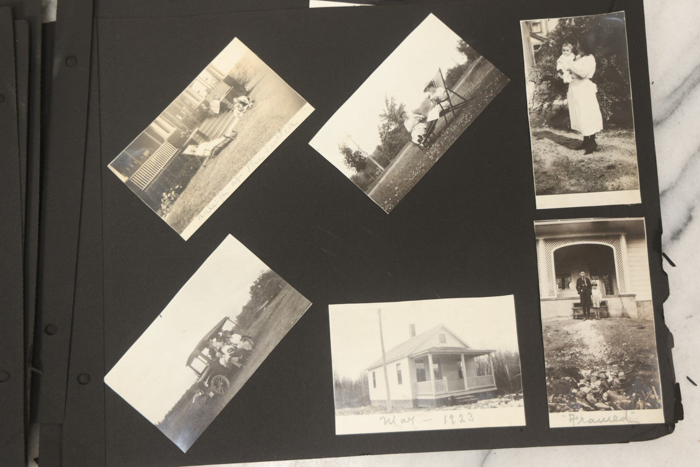 Lot 090 - Antique Snapshot Photo Album With 115+ Photographs, Early 1920s New England Scenes Including Lake Winnipesaukee, Quarry In Rockport Maine, And Winter Views