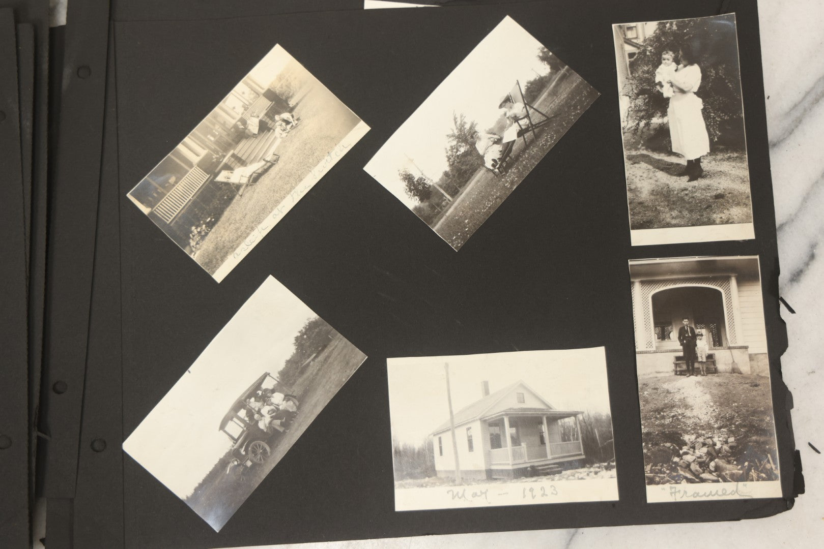 Lot 090 - Antique Snapshot Photo Album With 115+ Photographs, Early 1920s New England Scenes Including Lake Winnipesaukee, Quarry In Rockport Maine, And Winter Views