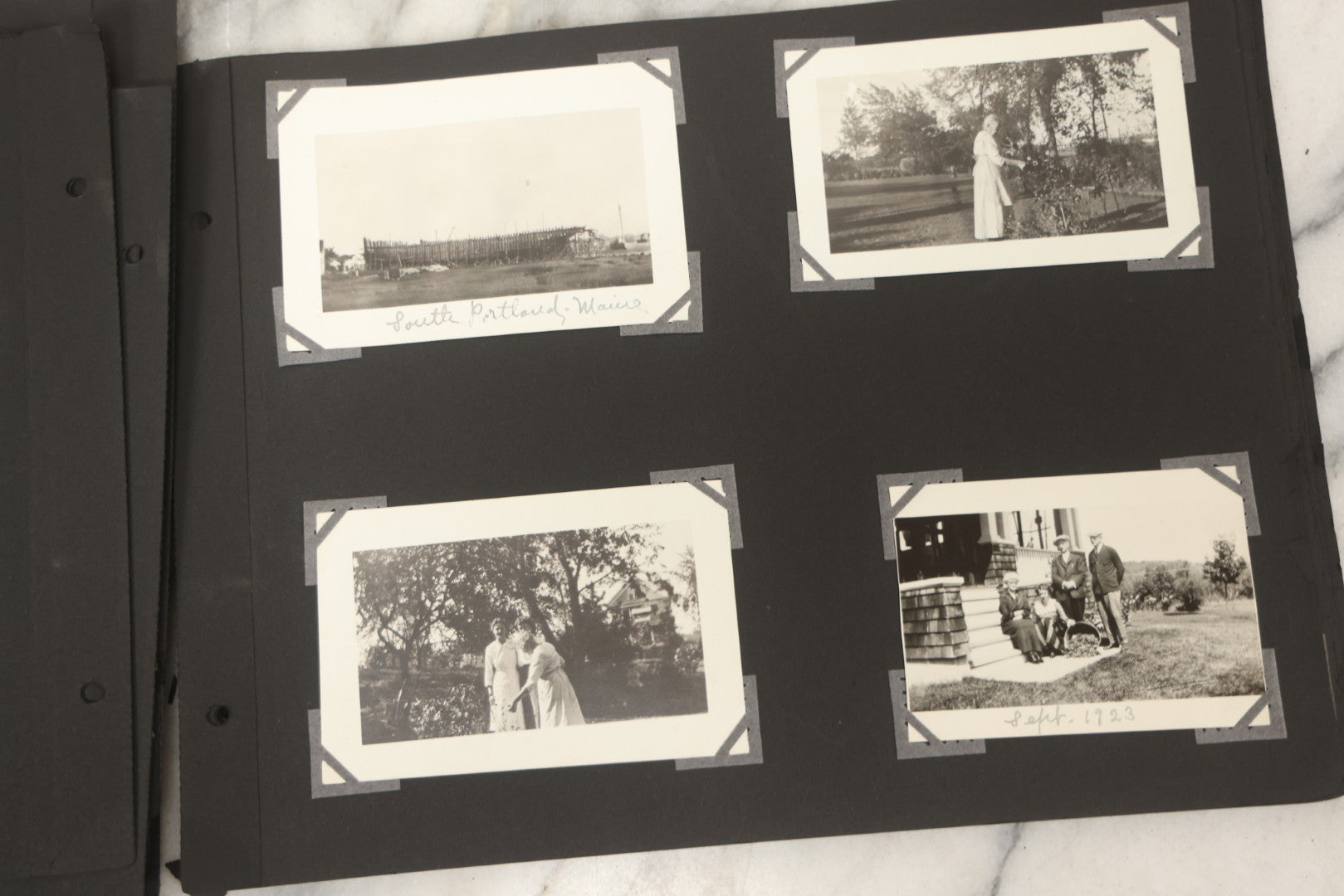 Lot 090 - Antique Snapshot Photo Album With 115+ Photographs, Early 1920s New England Scenes Including Lake Winnipesaukee, Quarry In Rockport Maine, And Winter Views