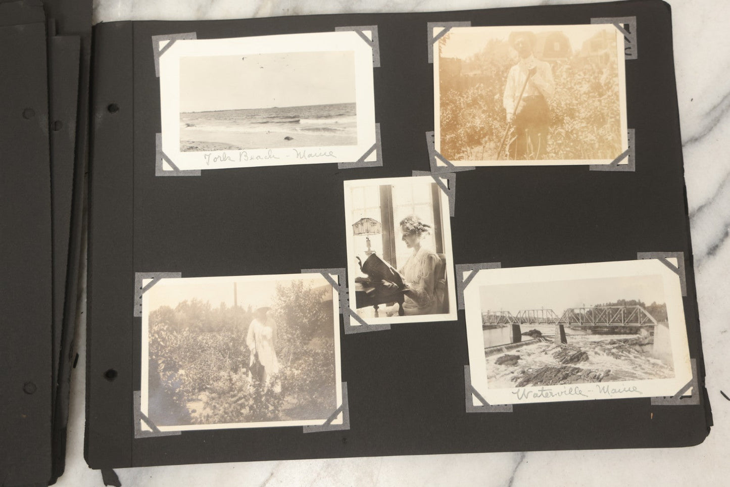 Lot 090 - Antique Snapshot Photo Album With 115+ Photographs, Early 1920s New England Scenes Including Lake Winnipesaukee, Quarry In Rockport Maine, And Winter Views