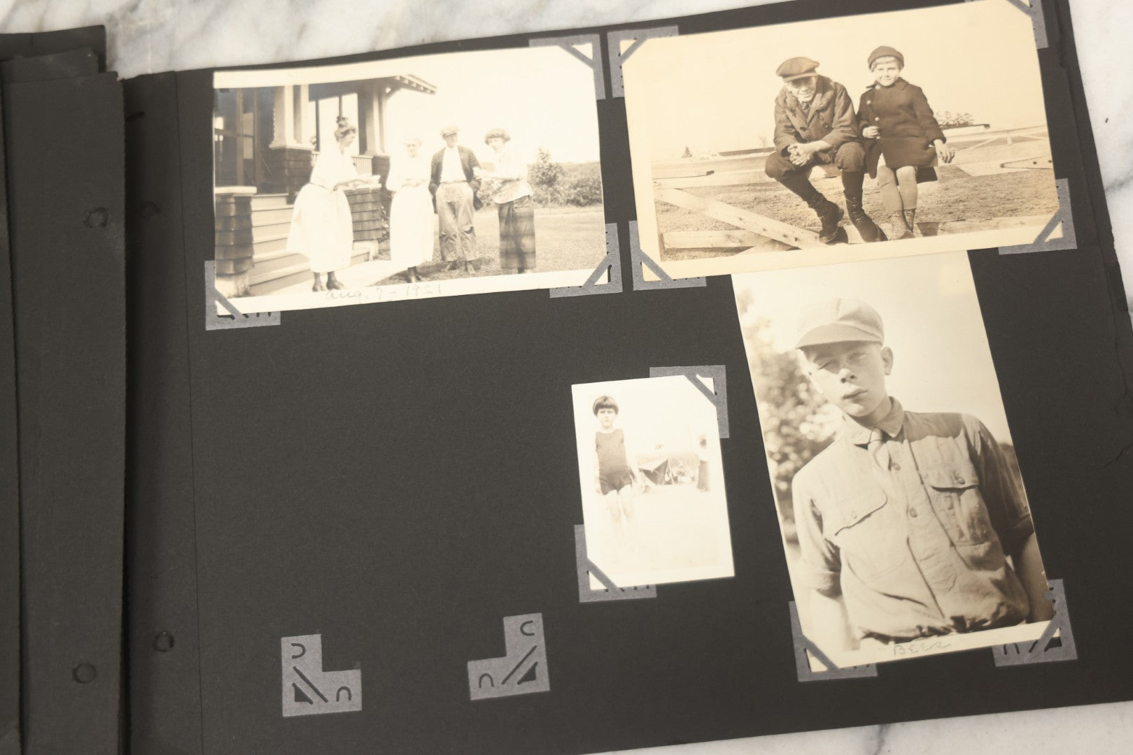 Lot 090 - Antique Snapshot Photo Album With 115+ Photographs, Early 1920s New England Scenes Including Lake Winnipesaukee, Quarry In Rockport Maine, And Winter Views