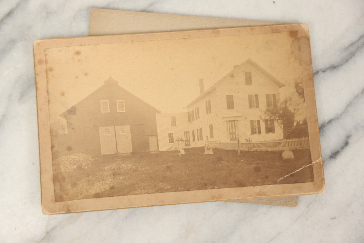 Lot 095 - Grouping Of 22 Antique Cabinet Card And Boarded Photographs, Mostly Portraits Of Men, Women, And Children, Including Two Views Of Houses