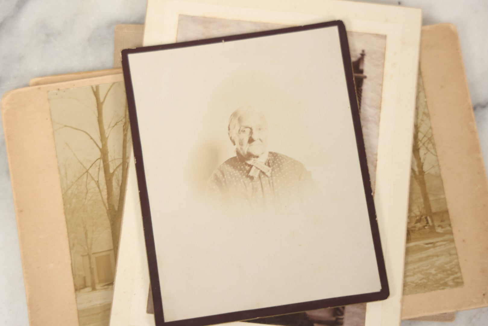 Lot 095 - Grouping Of 22 Antique Cabinet Card And Boarded Photographs, Mostly Portraits Of Men, Women, And Children, Including Two Views Of Houses