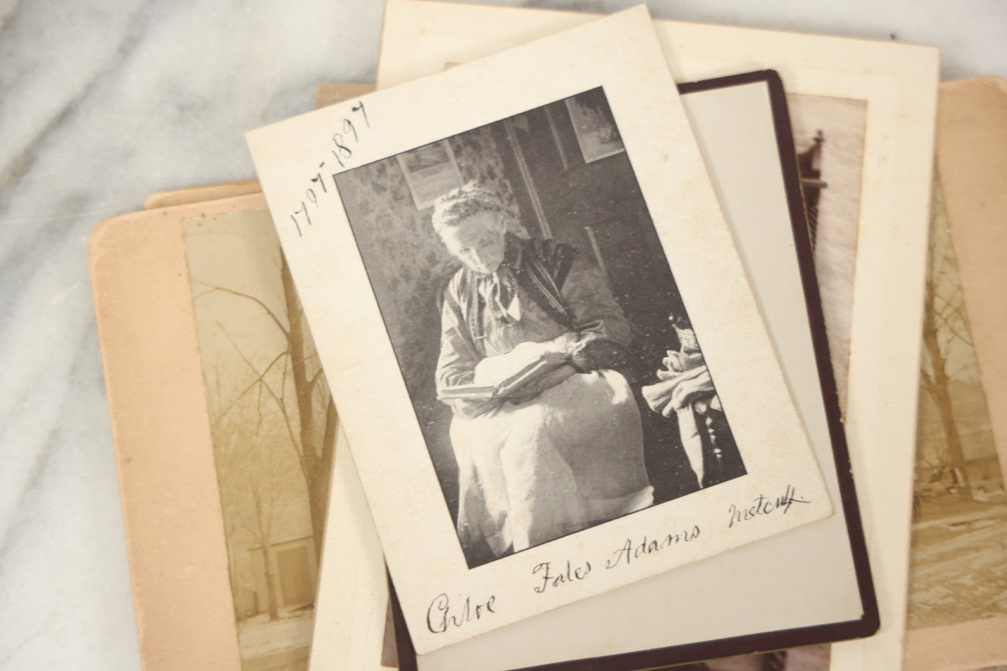 Lot 095 - Grouping Of 22 Antique Cabinet Card And Boarded Photographs, Mostly Portraits Of Men, Women, And Children, Including Two Views Of Houses