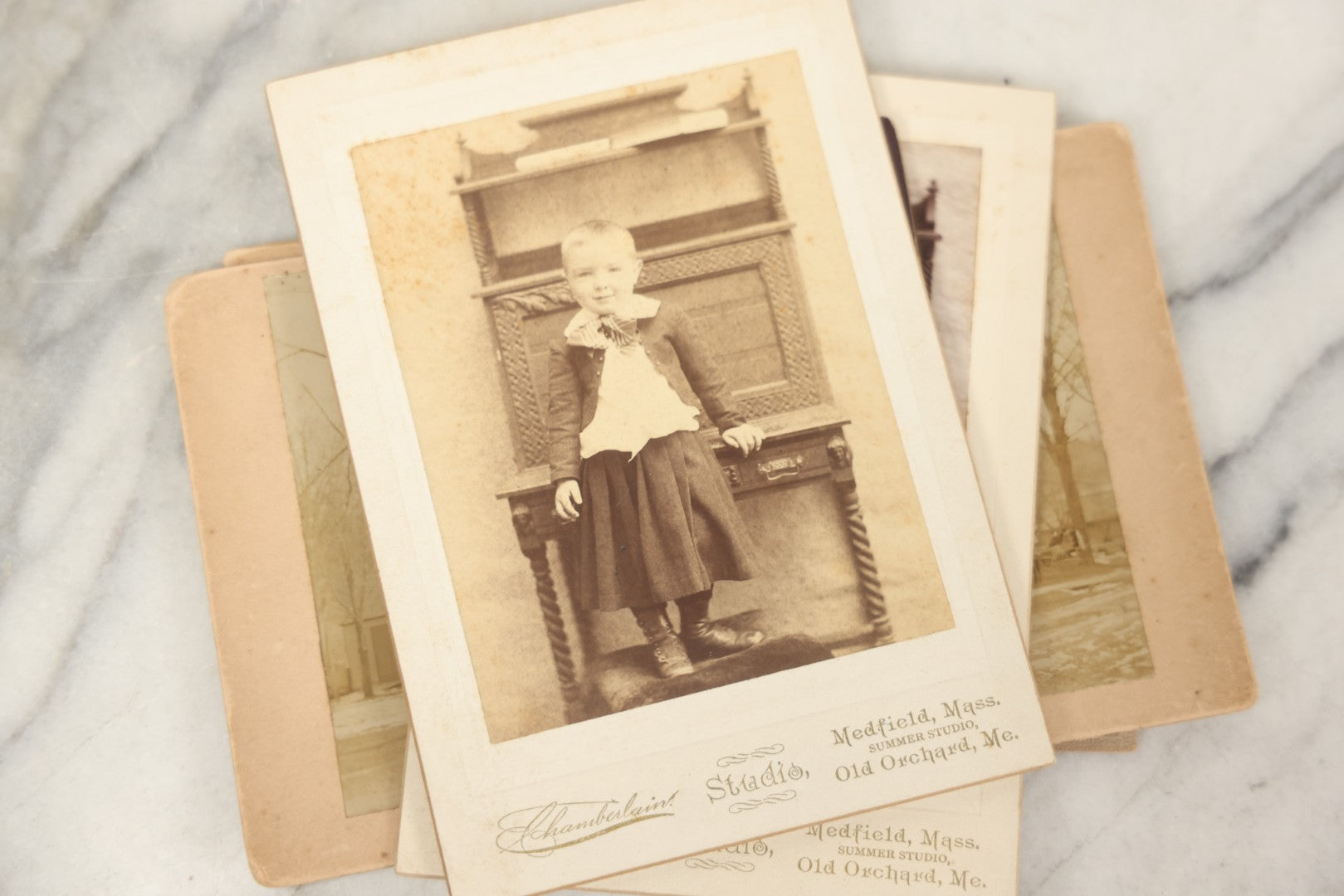 Lot 095 - Grouping Of 22 Antique Cabinet Card And Boarded Photographs, Mostly Portraits Of Men, Women, And Children, Including Two Views Of Houses
