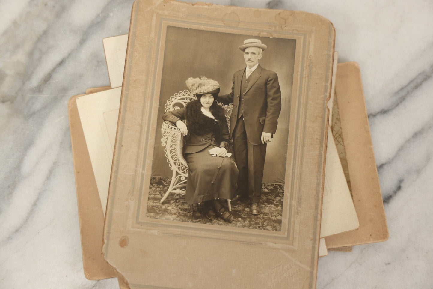 Lot 095 - Grouping Of 22 Antique Cabinet Card And Boarded Photographs, Mostly Portraits Of Men, Women, And Children, Including Two Views Of Houses