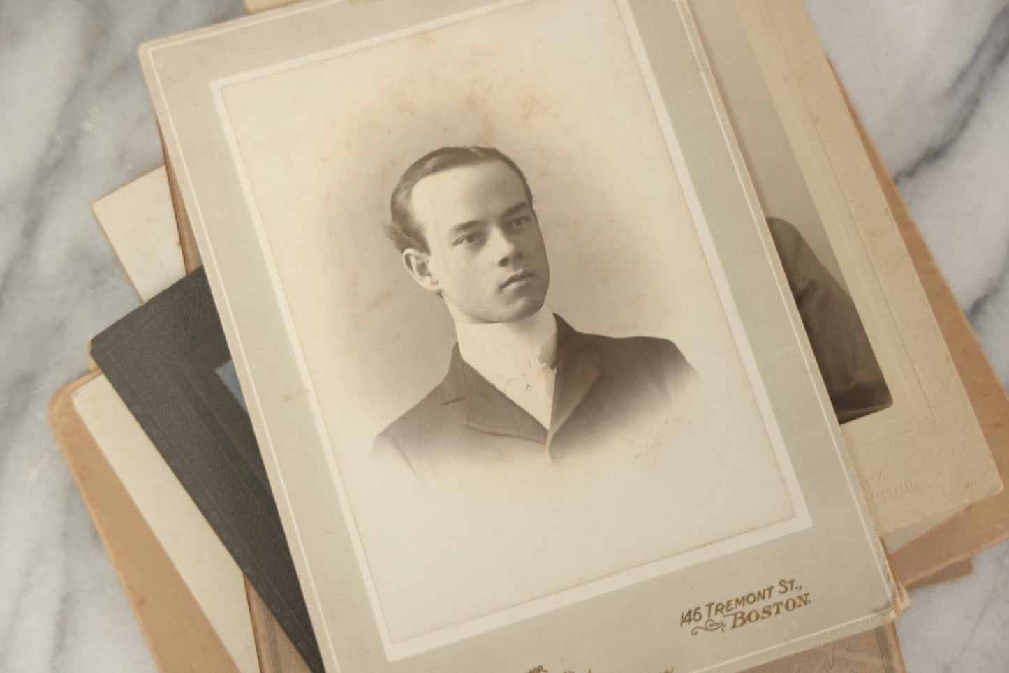 Lot 095 - Grouping Of 22 Antique Cabinet Card And Boarded Photographs, Mostly Portraits Of Men, Women, And Children, Including Two Views Of Houses