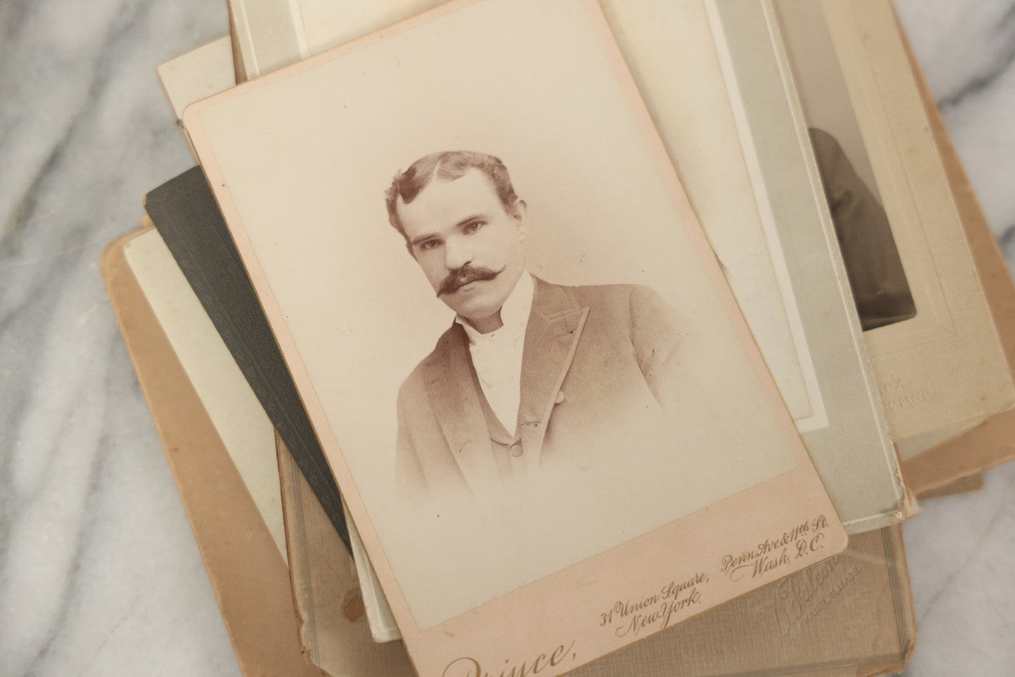 Lot 095 - Grouping Of 22 Antique Cabinet Card And Boarded Photographs, Mostly Portraits Of Men, Women, And Children, Including Two Views Of Houses