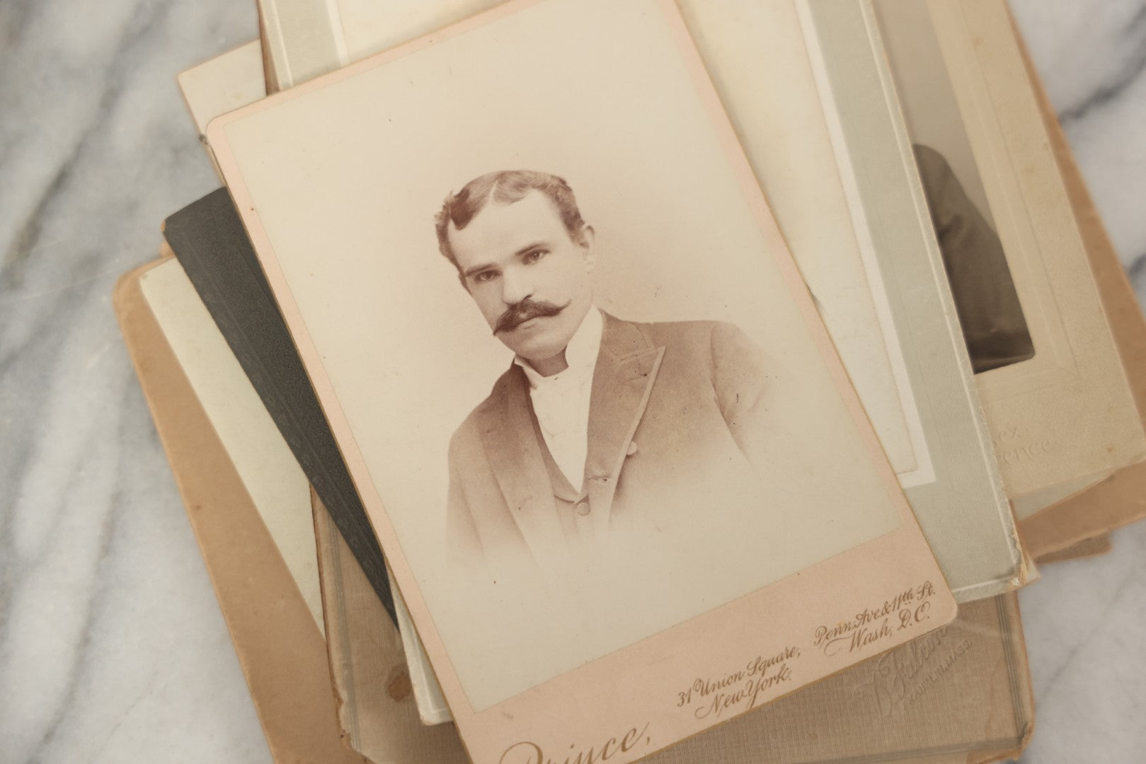 Lot 095 - Grouping Of 22 Antique Cabinet Card And Boarded Photographs, Mostly Portraits Of Men, Women, And Children, Including Two Views Of Houses