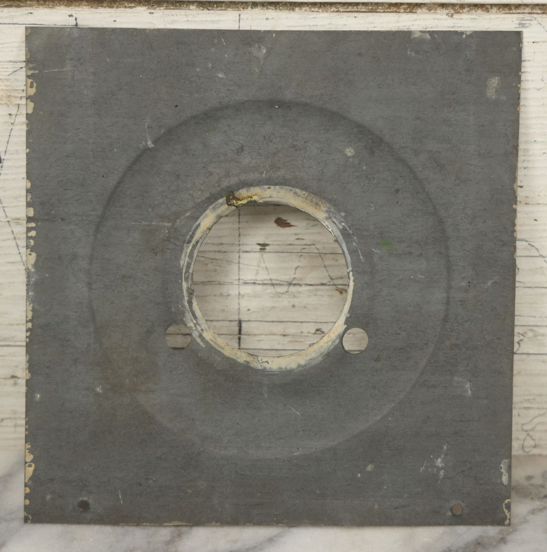 Lot 096 - Antique Painted Tin Metal Clock Face With Roman Numerals And Floral Decoration, 8-1/2" x 8-1/2"