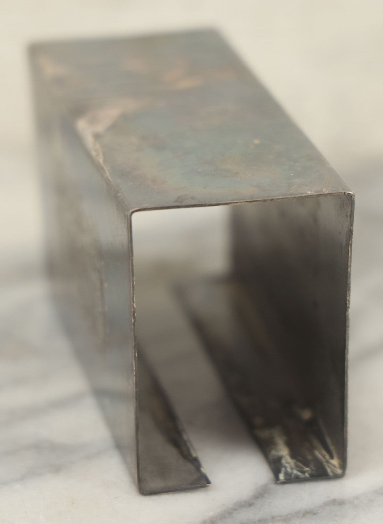 Lot 097 - Vintage Silverplate Matchbox Holder With Coat Of Arms And Dragons, Marked Made In England