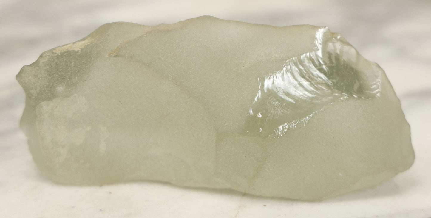 Lot 102 - Vintage Frosted Glass Sculptural Piece With Etched Inuit Figure And Sled Scene