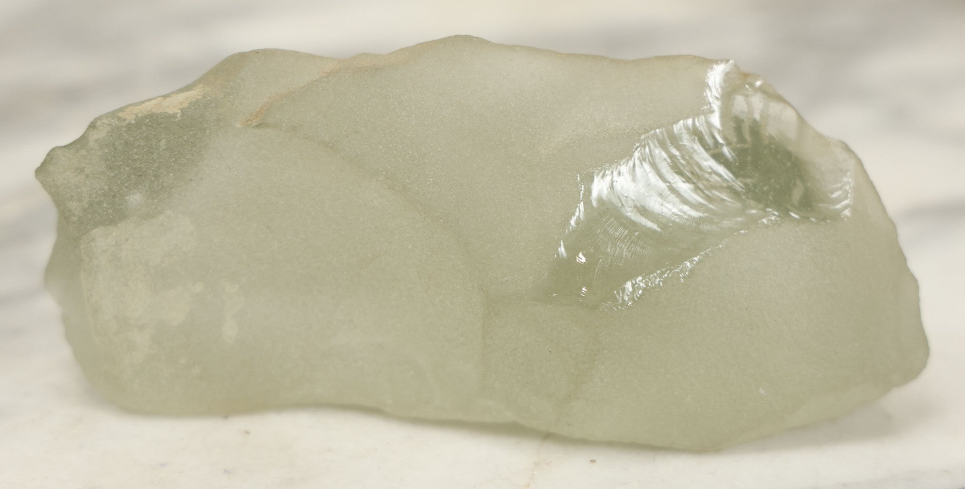 Lot 102 - Vintage Frosted Glass Sculptural Piece With Etched Inuit Figure And Sled Scene