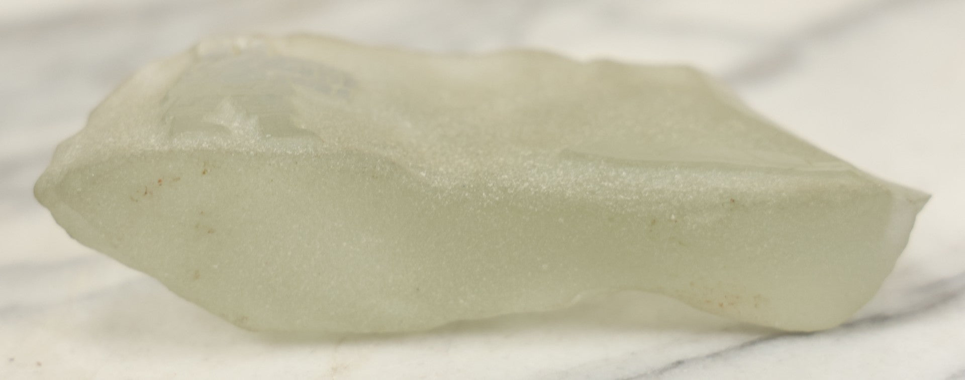 Lot 102 - Vintage Frosted Glass Sculptural Piece With Etched Inuit Figure And Sled Scene