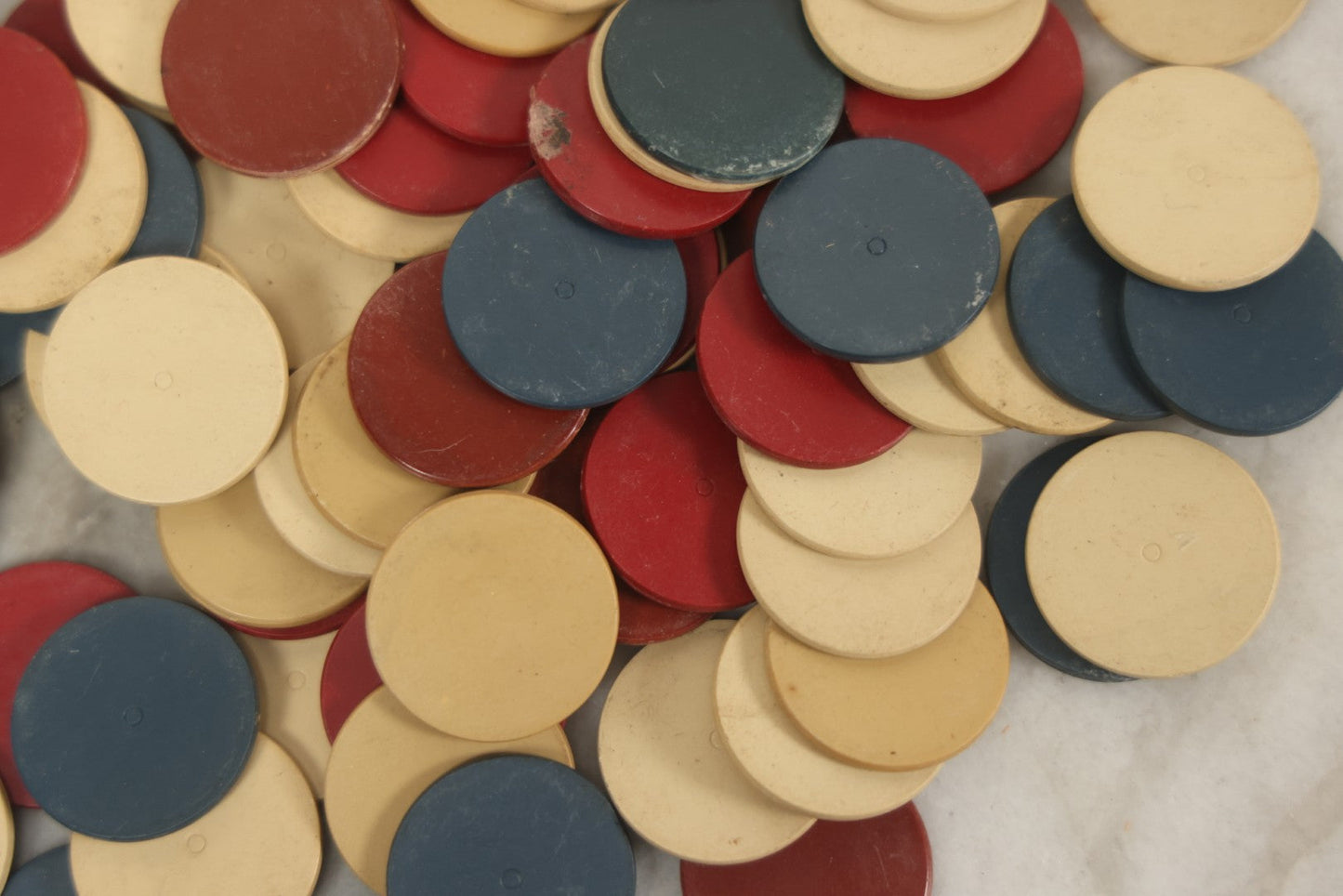 Lot 109 - Grouping Of 75+ Vintage Red, White, And Blue Bakelite Poker Chips