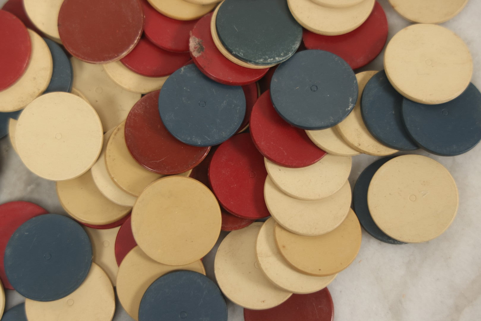 Lot 109 - Grouping Of 75+ Vintage Red, White, And Blue Bakelite Poker Chips