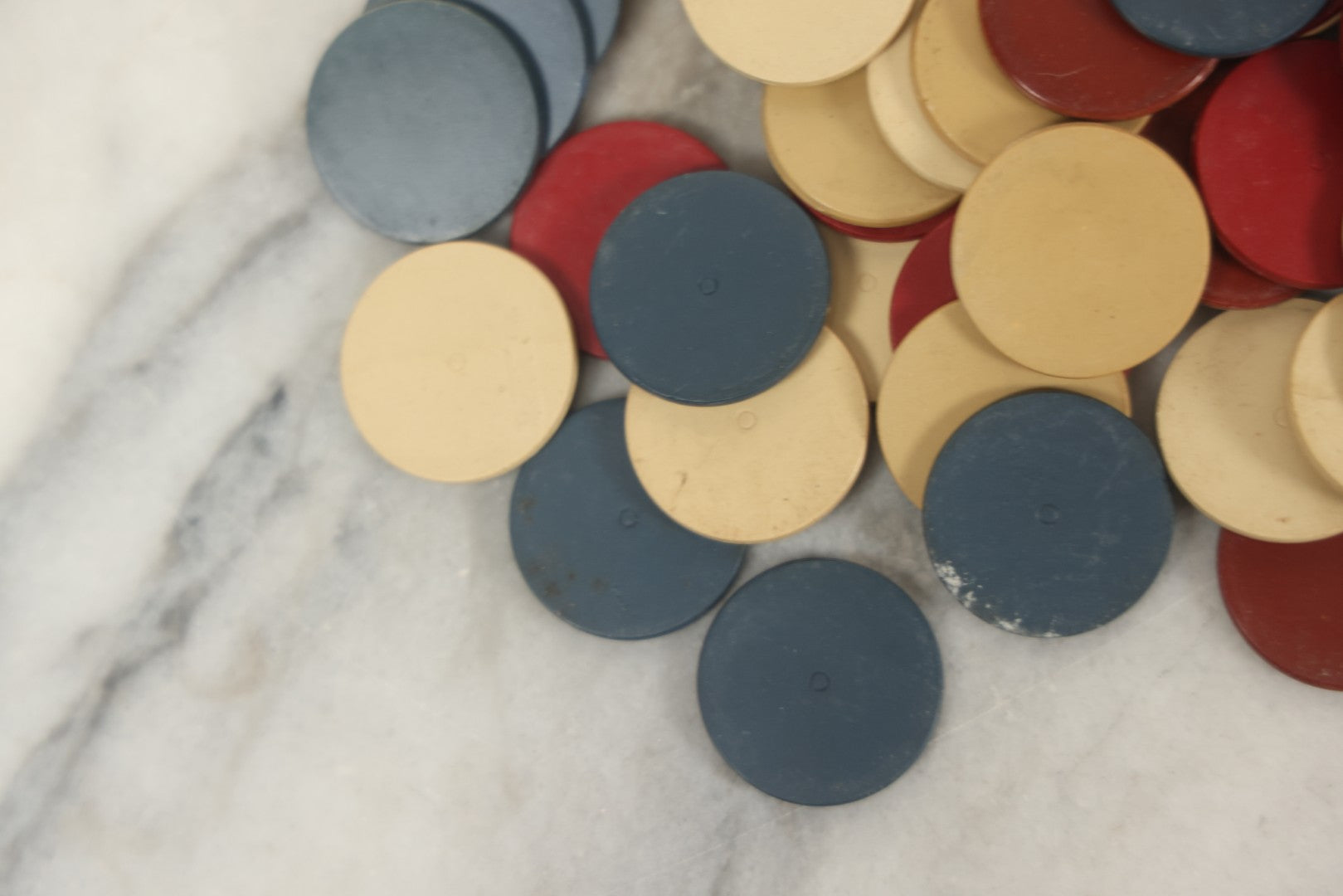 Lot 109 - Grouping Of 75+ Vintage Red, White, And Blue Bakelite Poker Chips