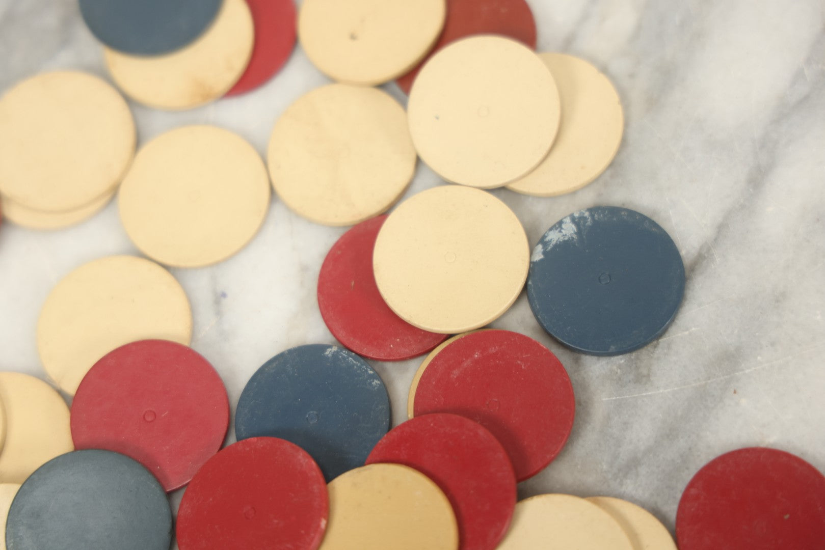 Lot 109 - Grouping Of 75+ Vintage Red, White, And Blue Bakelite Poker Chips