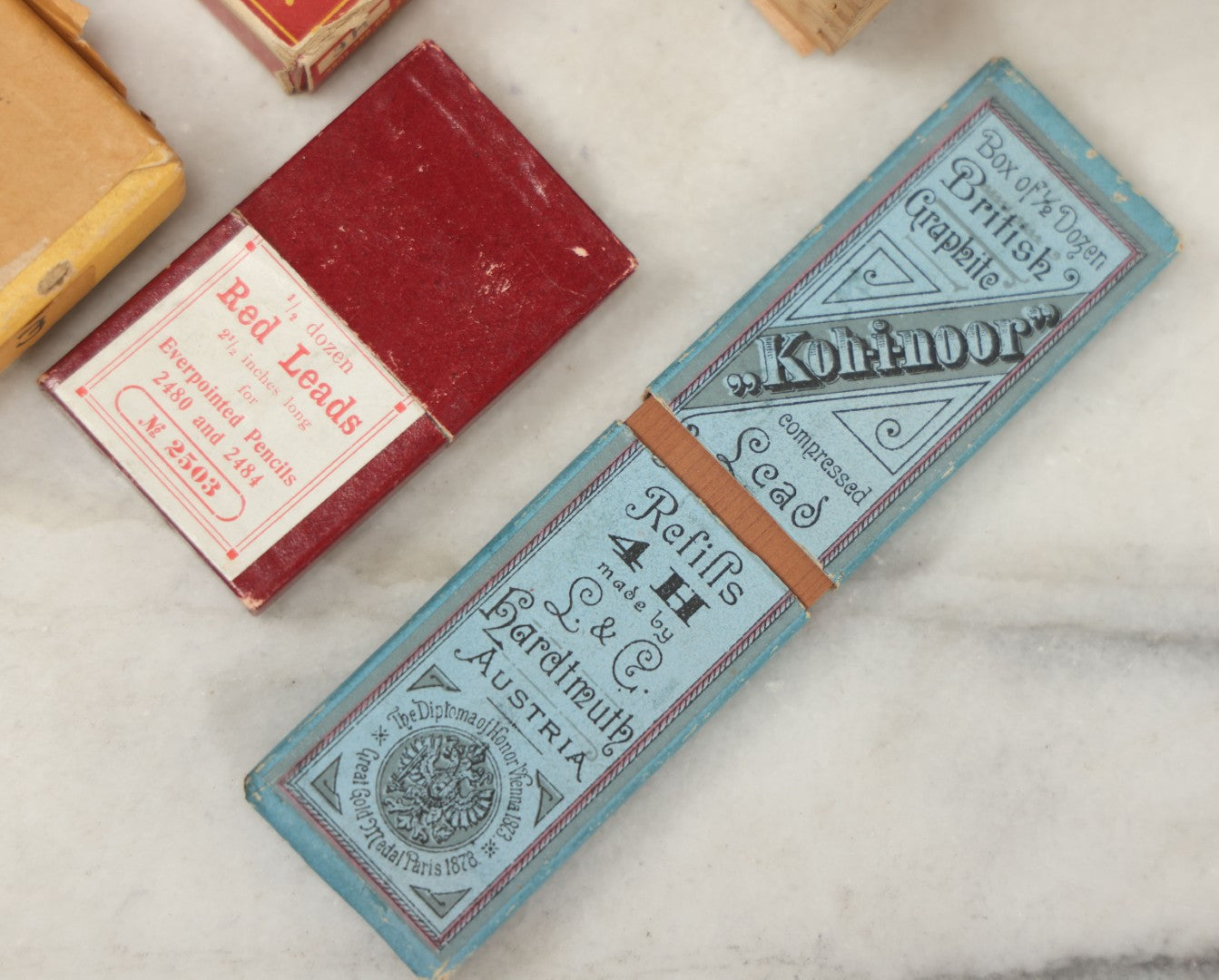 Lot 110 - Grouping Of 10+ Antique And Vintage Pencil And Lead Related Items Including Advertising Boxes From Koh-I-Noor, Scripto Smooth Writing Leads, And Others, Most With Partial Contents