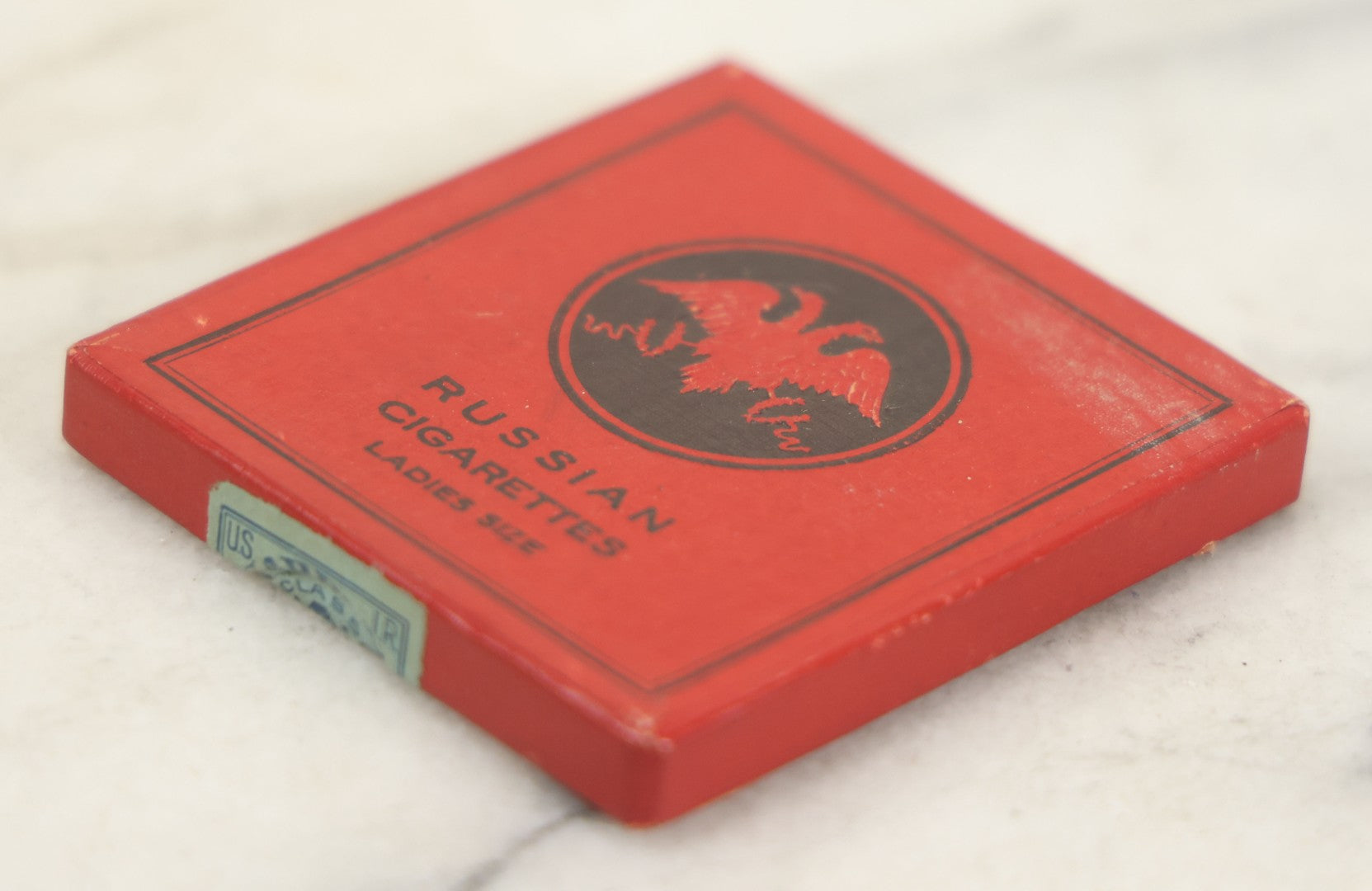 Lot 114 - Antique Russian Cigarettes Box, Ladies Size, With Double-Headed Eagle Emblem, Red And Black Design