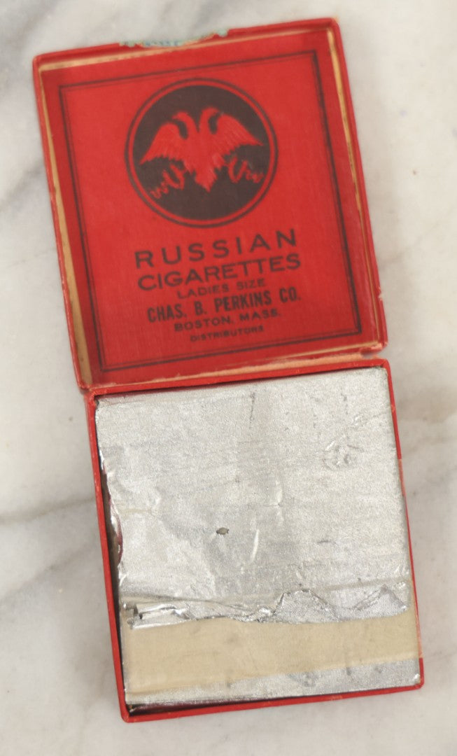 Lot 114 - Antique Russian Cigarettes Box, Ladies Size, With Double-Headed Eagle Emblem, Red And Black Design