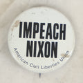 Lot 116 - Vintage “Impeach Nixon” Political Pinback Button By American Civil Liberties Union, Marked Gau Union, Circa 1970s, 1-1/2" Diameter