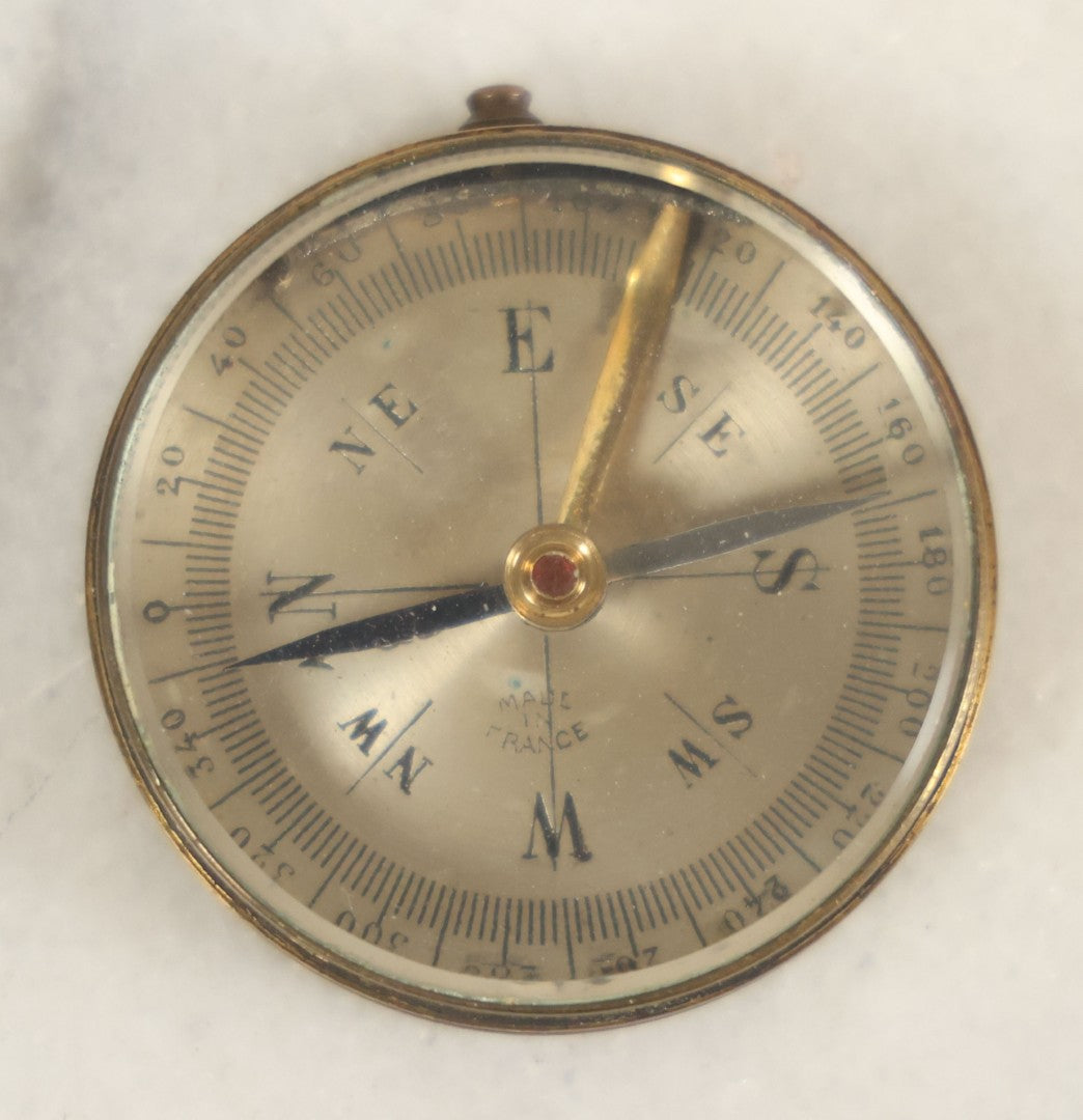 Lot 117 - Vintage Brass Compass With Lid, Locking Mechanism, Made In France