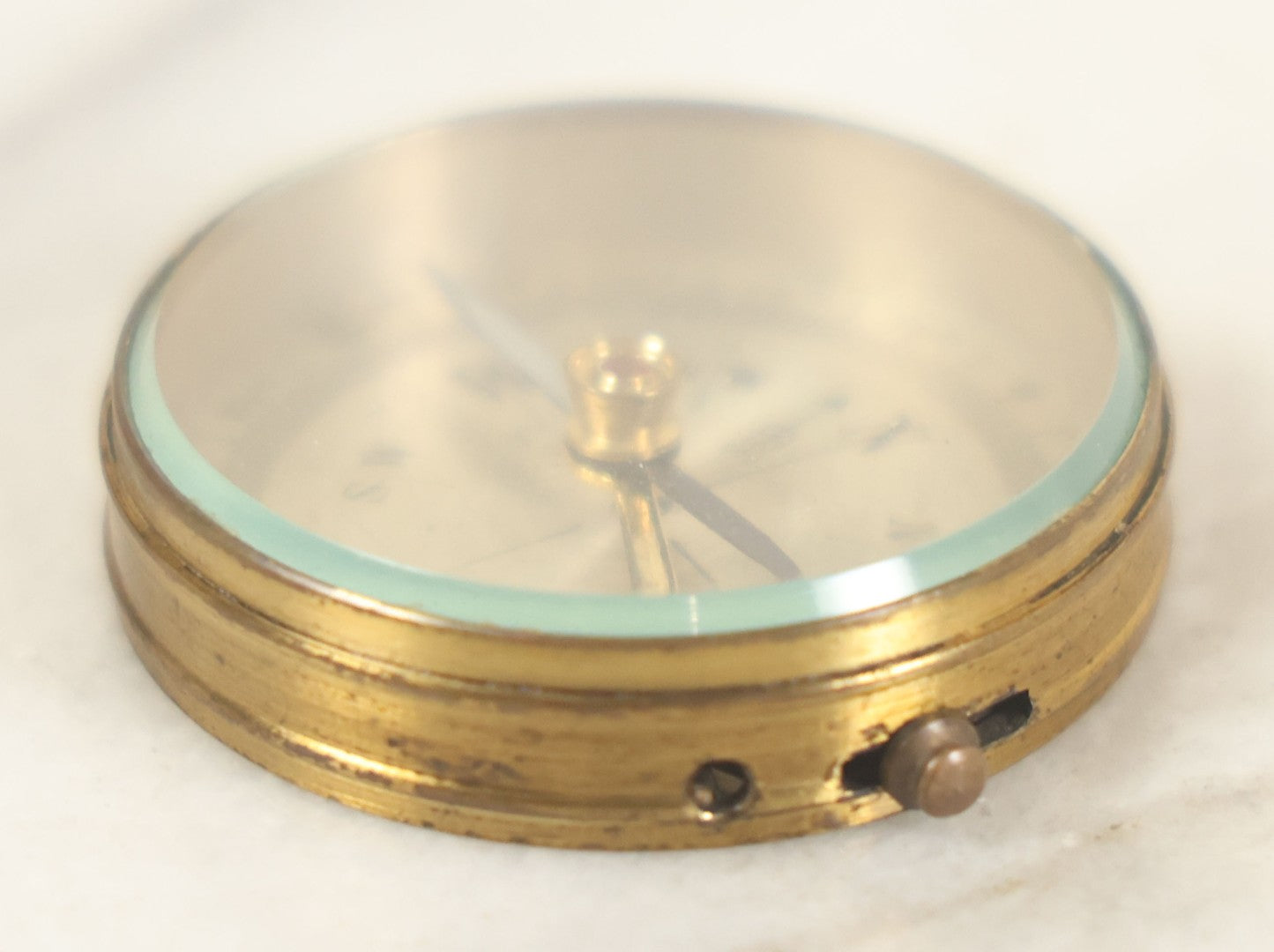 Lot 117 - Vintage Brass Compass With Lid, Locking Mechanism, Made In France