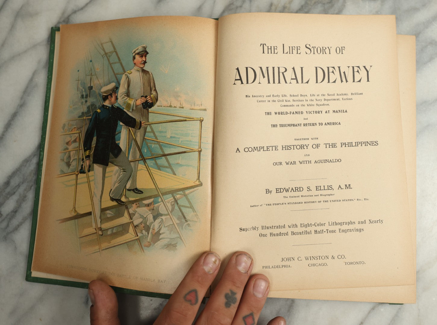 Lot 131 - "The Life Story Of Admiral Dewey" Antique Illustrated Book With Eight Color Lithographs And Nearly 100 Half-Tone Engravings, By Edward S. Ellis, Published By John C. Winston & Co., Philadelphia, 1899