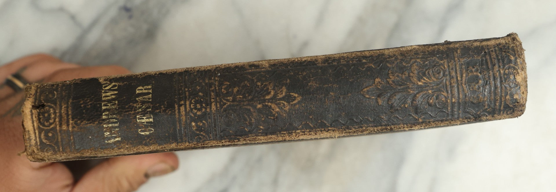Lot 141 - "Commentaries On The Gallic War" Antique Latin Book By Julius Caesar, With Dictionary And Notes In English By Prof. E.A. Andrews, Published By Crocker And Brewster, Boston, 1860, With Fold-Out Map Of France (Galliae), Embossed Design On Covers