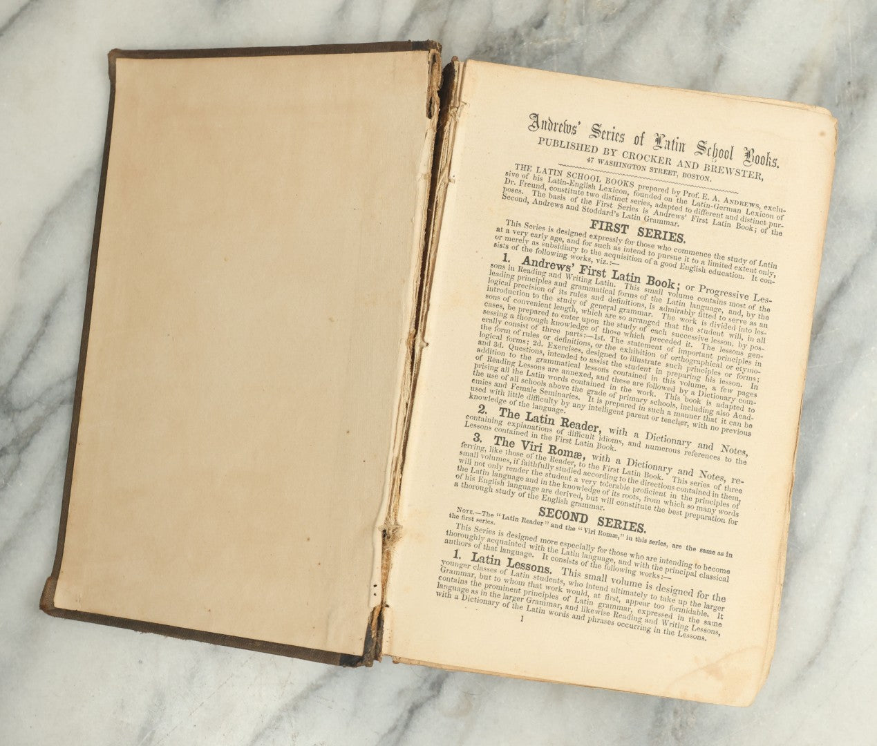 Lot 141 - "Commentaries On The Gallic War" Antique Latin Book By Julius Caesar, With Dictionary And Notes In English By Prof. E.A. Andrews, Published By Crocker And Brewster, Boston, 1860, With Fold-Out Map Of France (Galliae), Embossed Design On Covers