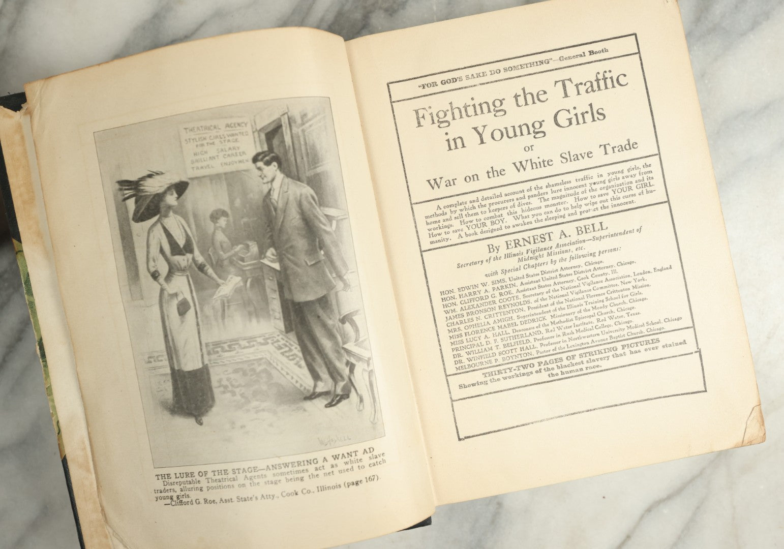 Lot 144 - "Fighting The Traffic In Young Girls Or War On The White Slave Trade" Antique Illustrated Book By Ernest A. Bell And Chapters By Other Authors, Published By G.S. Ball, 1910