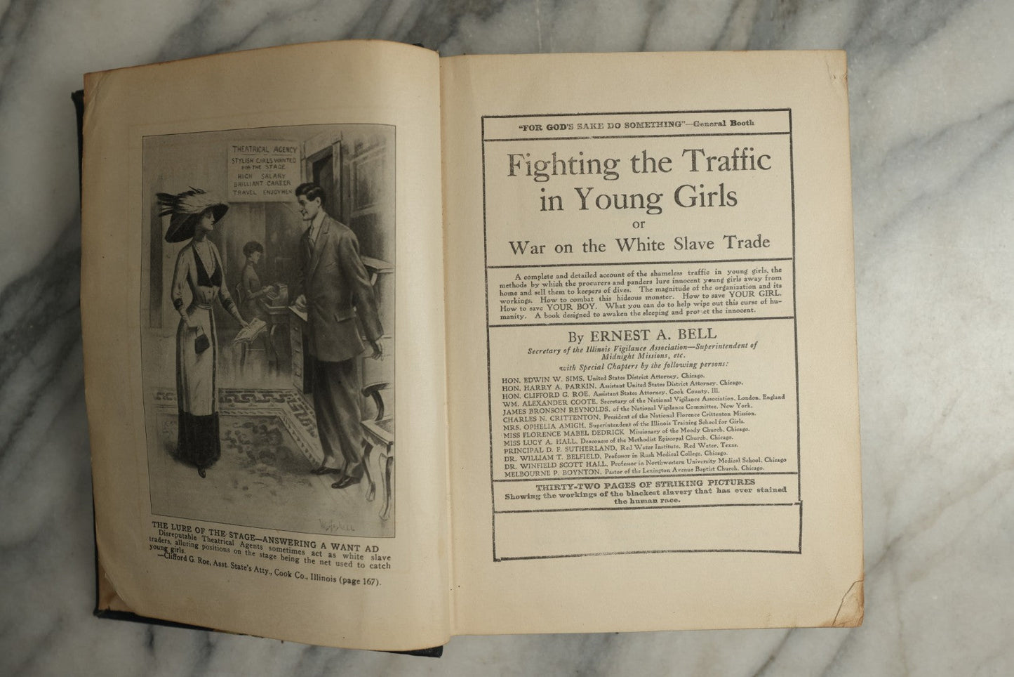 Lot 144 - "Fighting The Traffic In Young Girls Or War On The White Slave Trade" Antique Illustrated Book By Ernest A. Bell And Chapters By Other Authors, Published By G.S. Ball, 1910