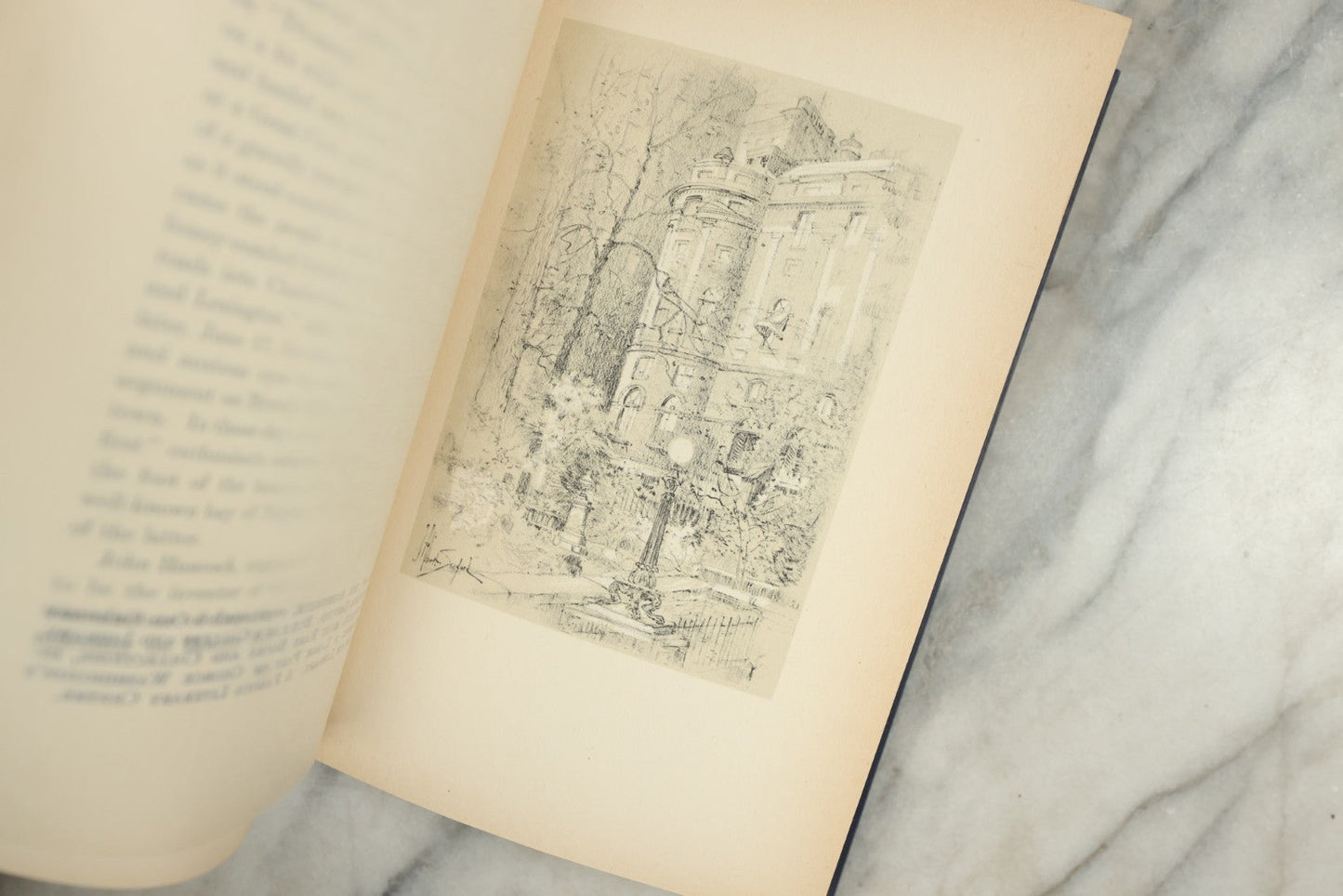 Lot 147 - "Random Notes Of Boston" Antique Illustrated Book By Henry P. Dowst, Drawings By John Albert Seaford, Published By H.B. Humphrey Company, Boston, 1913, Embossed Gilt Frame Design On Cover